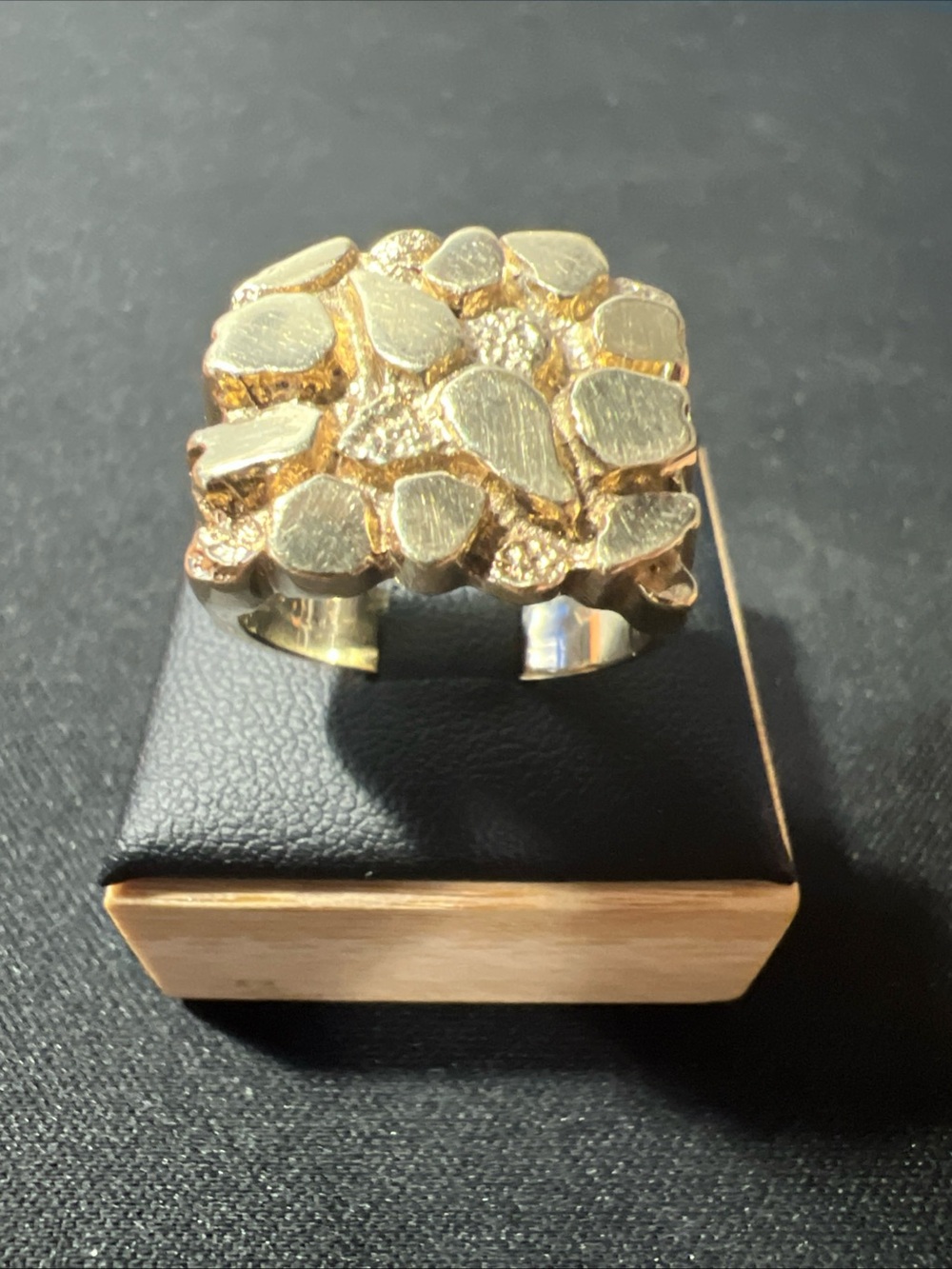 Vintage 10K Yellow Gold Solid Mens 11 Gram Nugget Square Ring Size 9